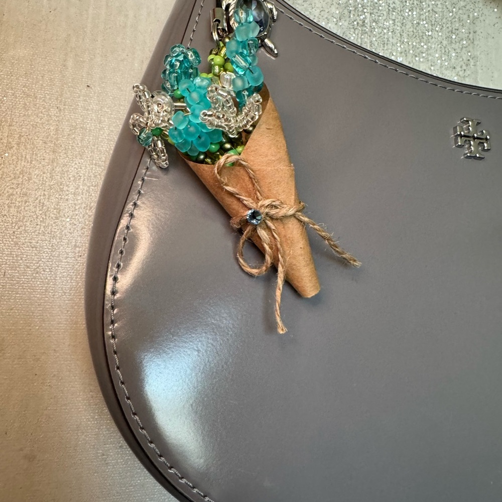 Unique beaded flower bouquet keychain/charm